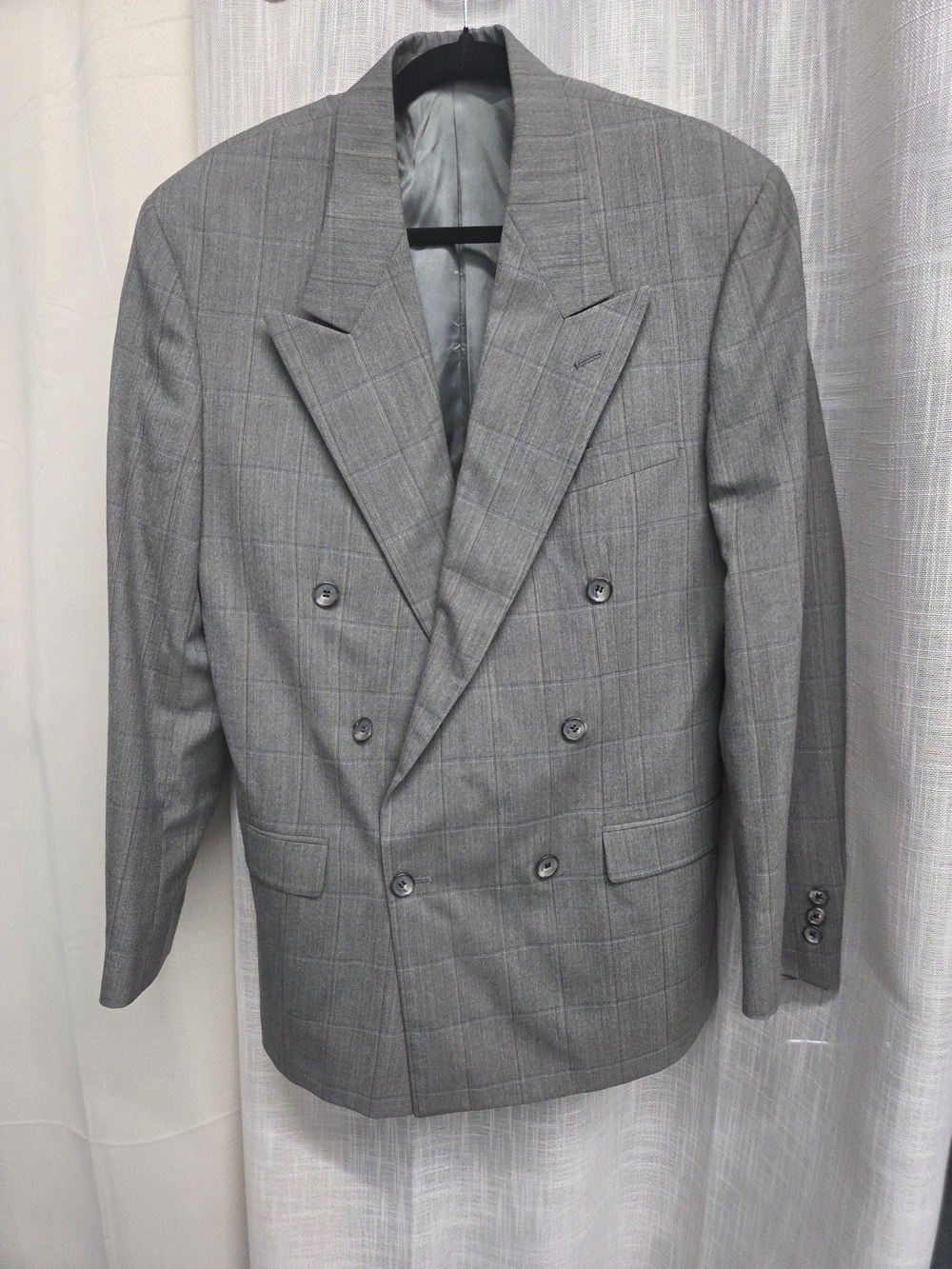 TALLIA Double-Breasted Windowpane Vintage Corporate Old-Hollywood Polish